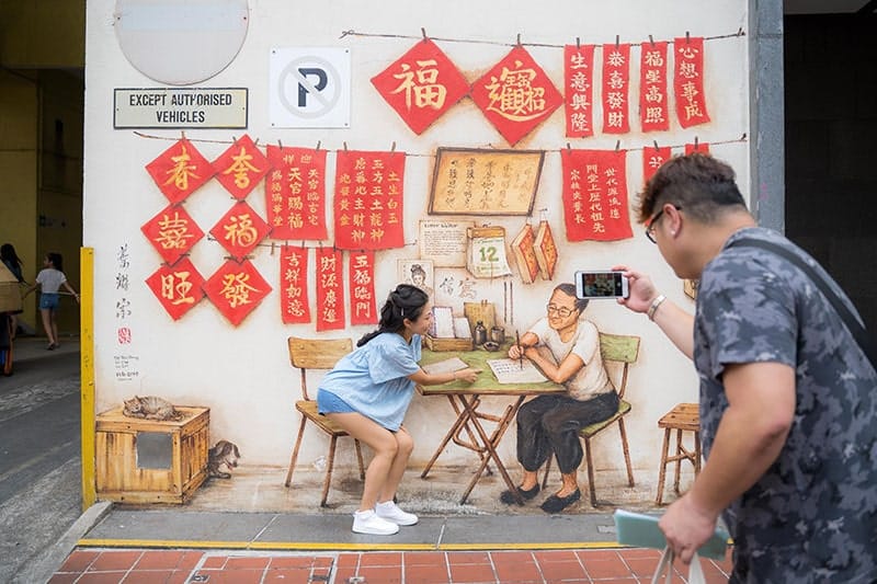 Photo on mural wall